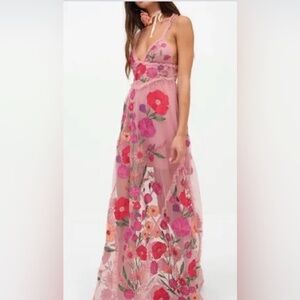 For Love And Lemons Pink Floral Maxi Dress